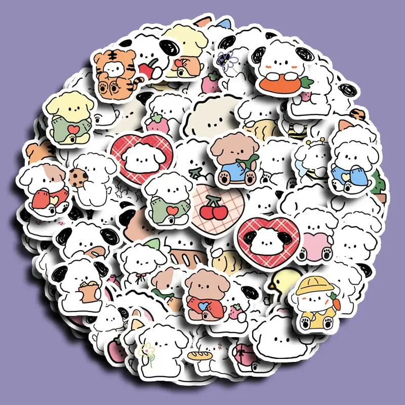 100pcs สุนัขน้อยน่ารักสัตว์สติกเกอร์เด็ก DIY คอมพิวเตอร์ตกแต่งสติกเกอร์เครื่องเขียนนักเรียน