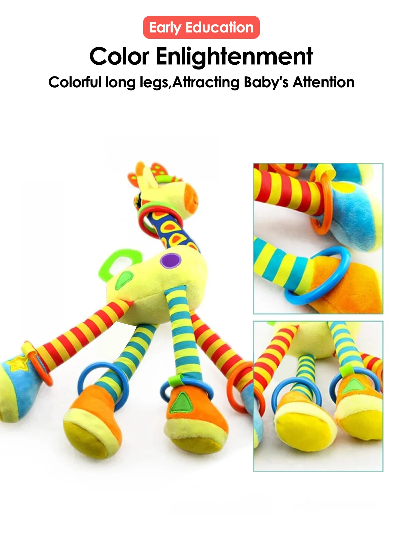 1pcs สุ่มยีราฟ Handbells Rattles ตุ๊กตาเด็กทารก Development Handle ของเล่น Teether ของเล่นเด็กสําหรับทารกแรกเกิดของขวัญ