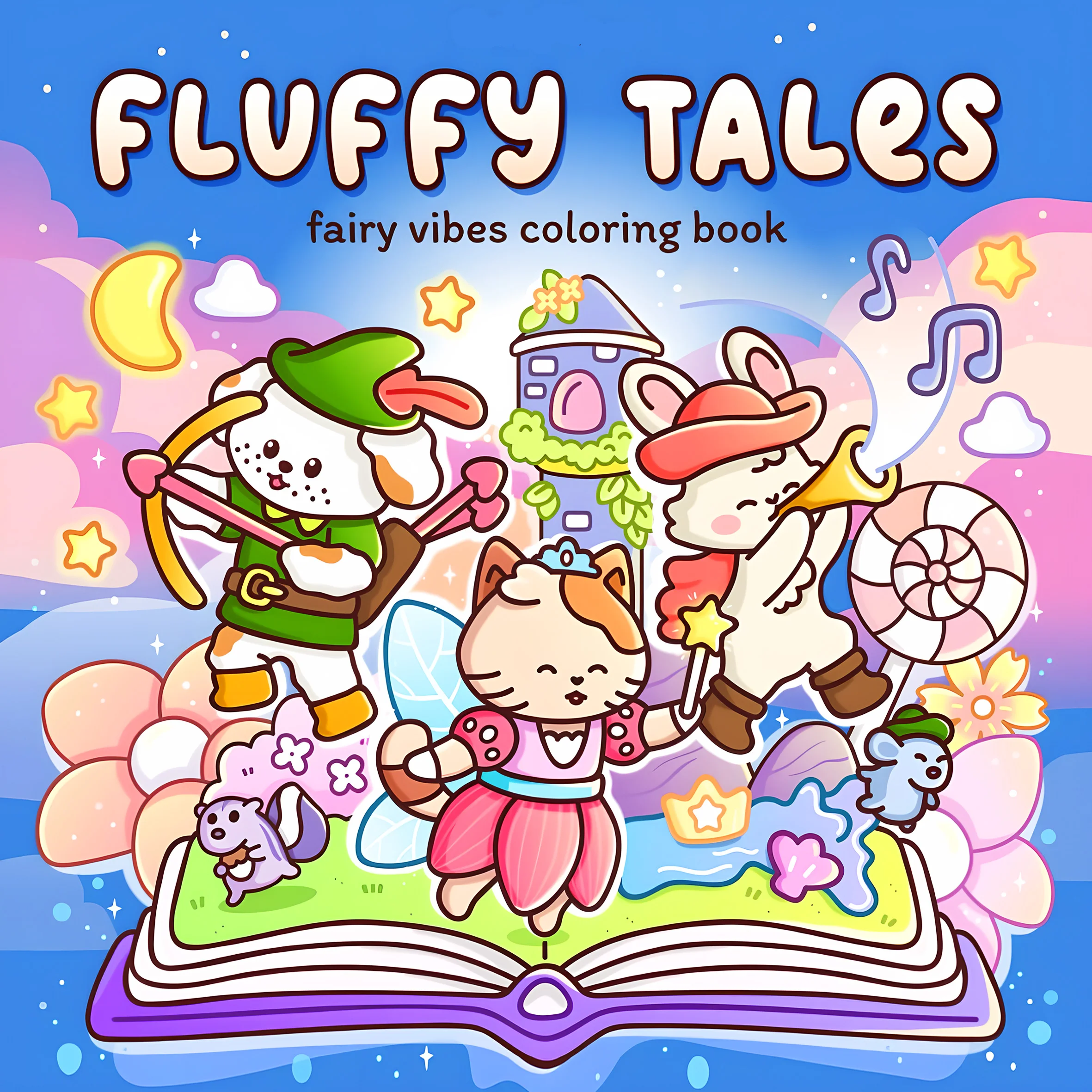 FLUFFY TALES Libro para colorear con patrones audaz y fácil para adultos Lindo libro de dibujo Regalo perfecto para fiesta y cumpleaños