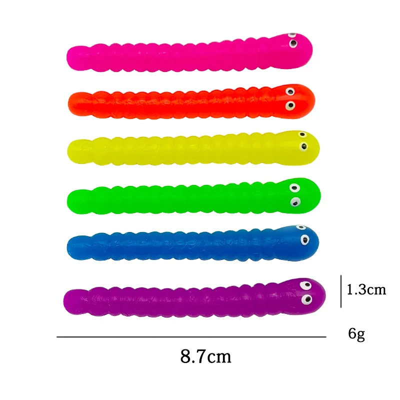 5PCS สี Caterpillar ดึงหนอนก๋วยเตี๋ยว Fidget ของเล่นยืด TPR เชือก Anti Stress String ความเครียดบรรเทาออทิสติก Vent ของเล่น