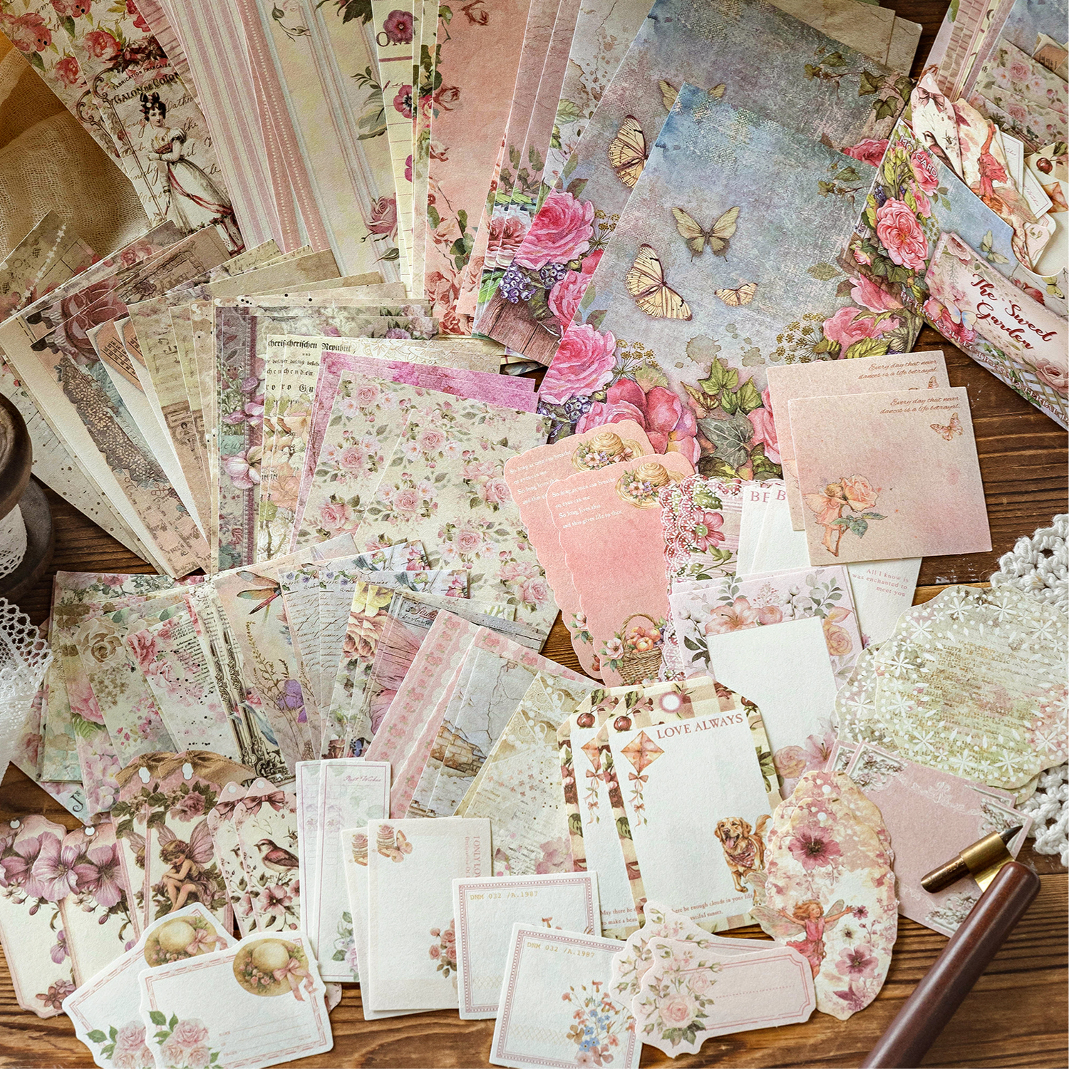 Mr Paper 400pcs Garden Post Office Collection Light Paper Material Pack DIY Handbook Collage Journal Notebook Scrapbook Envelope