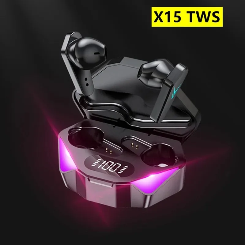 X15 TWS Gaming Earbuds Bezprzewodowe słuchawki Bluetooth z mikrofonem Bass Audio Pozycjonowanie dźwięku Muzyka stereo 9D Zestaw słuchawkowy HiFi dla graczy