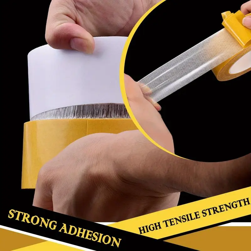 Super Thin Strong Fixation Double Sided Adhesive Tape Heavy Duty Translucent Mesh Waterproof Traceless Powerful Grid Carpet Tape