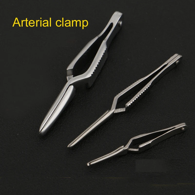 Dispositivo microquirúrgico de acero inoxidable con clip vascular arteriano, bloqueo temporal de abrazaderas de arterial y doblado recto, dientes completos