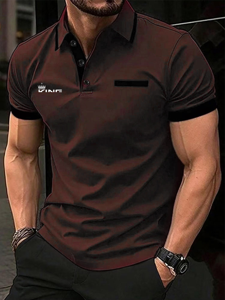 Polo homme chemise de Golf sport décontracté revers manches courtes mode basique couleur bloc Patchwork été coupe régulière Polo
