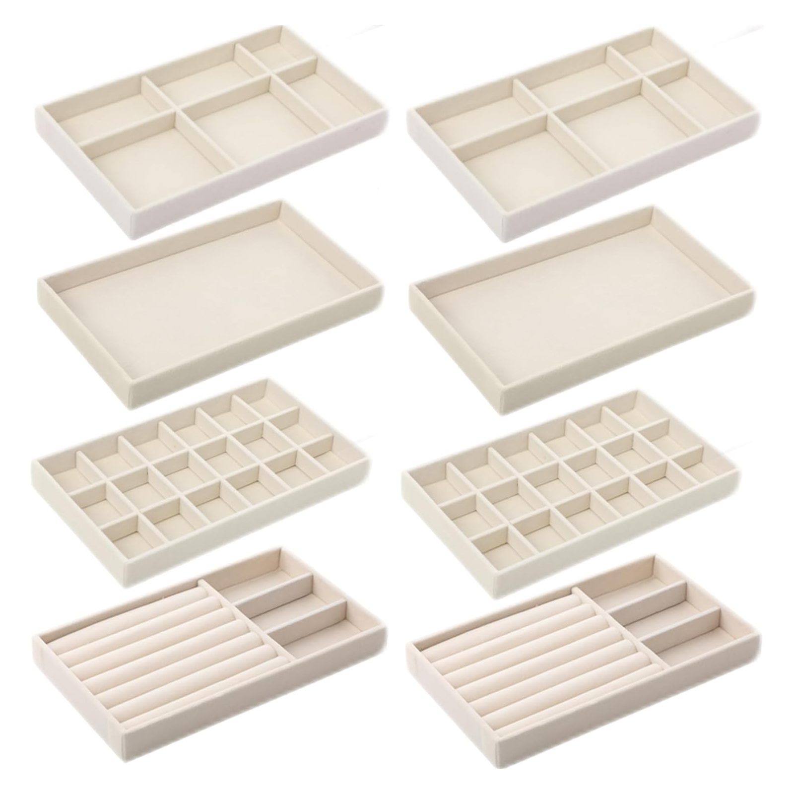 Plüsch-Schmuckablage, abnehmbares Tablett, Ohrringe, Ohrringe, Ringe, Halsketten, Aufbewahrungstablett, Schublade, Trenntablett