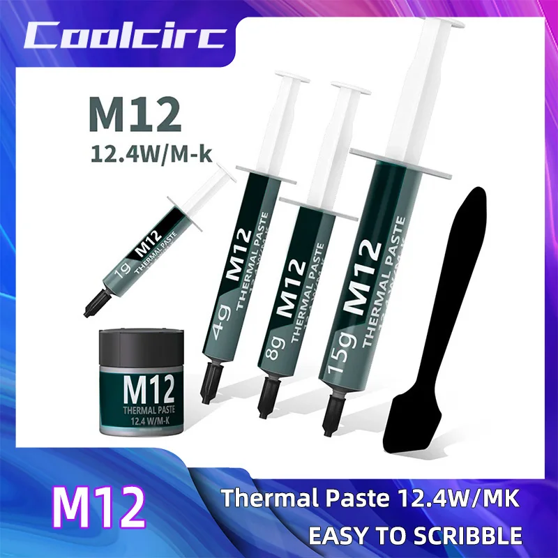 COOLCIRC 열 페이스트 성능 열 전도성 그리스 페이스트 12.4 W/MK 1/4/8/15/30g 게임 PC PS5 CPU GPU 냉각
