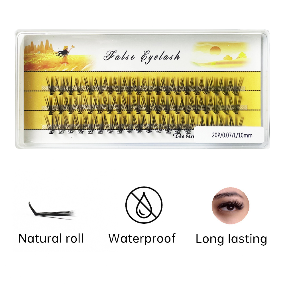 New 20D L-type Cluster Eyelash Extension 3D Natural Russian Individual Eyelashes bunches 1box/60 Bundle Makeup Tool Lashes Cilia