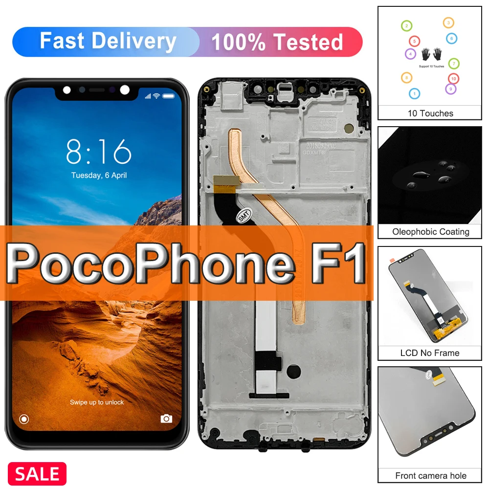6.18 "Bildschirm für Xiaomi Poco F1 LCD Touchscreen Ersatz Digitalis ierer Baugruppe für Mi Poco phone F1 Display Ersatzteile Rahmen
