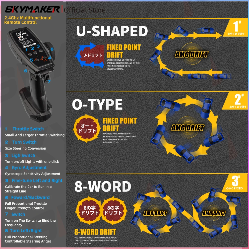 Skymaker LDRC 1/18 RC Drift รถ LD1899 โหมด GTR R34 2.4GHz RWD พร้อม Gyroscope on-Road Alloy Body Shell รถแข่งสําหรับของขวัญเด็ก