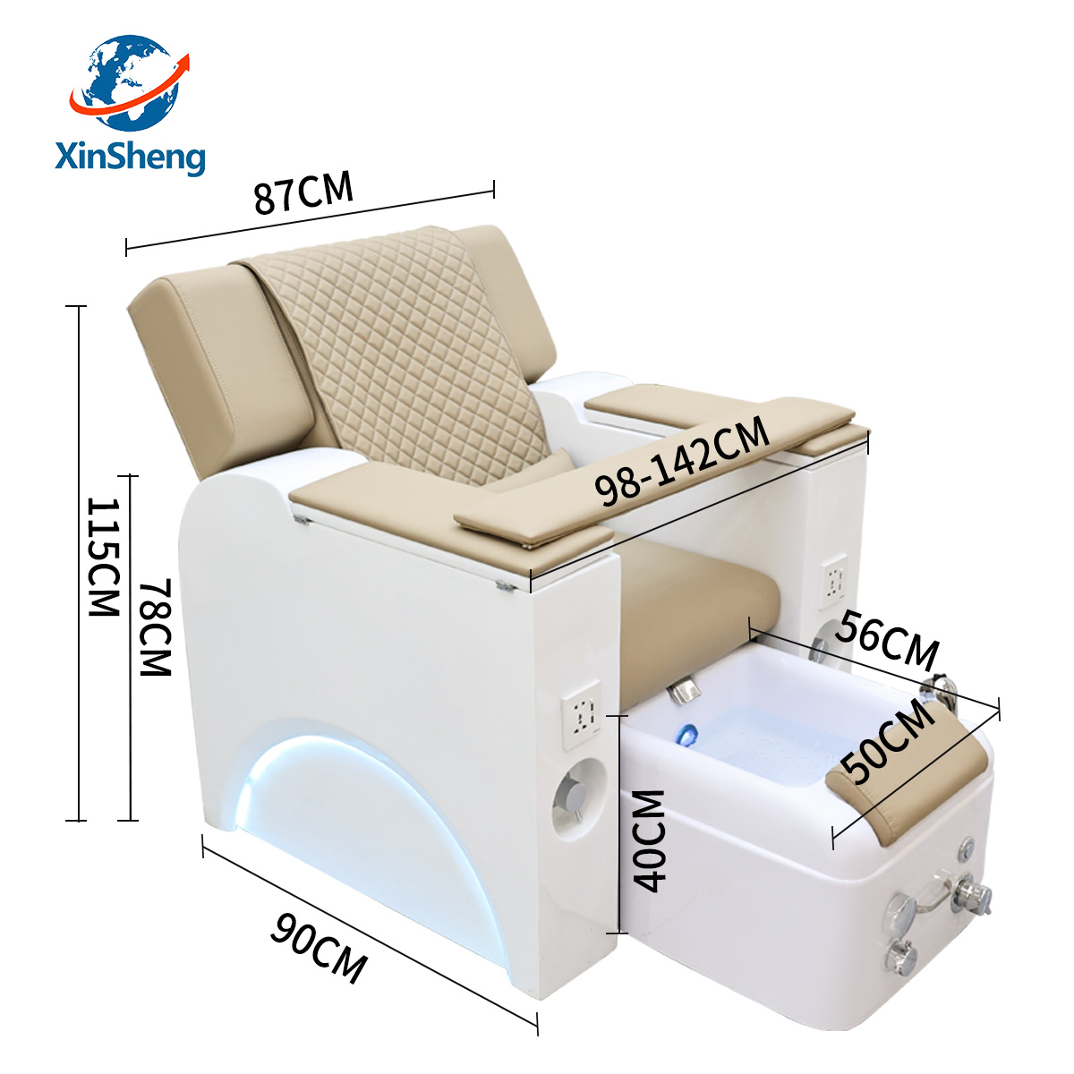 XinSheg 2025 Electric Pedicure Foot Spa Chair Nail Salon Sofa with Automatic Back Massage Can Lift Type Reclining Manicure Sofa