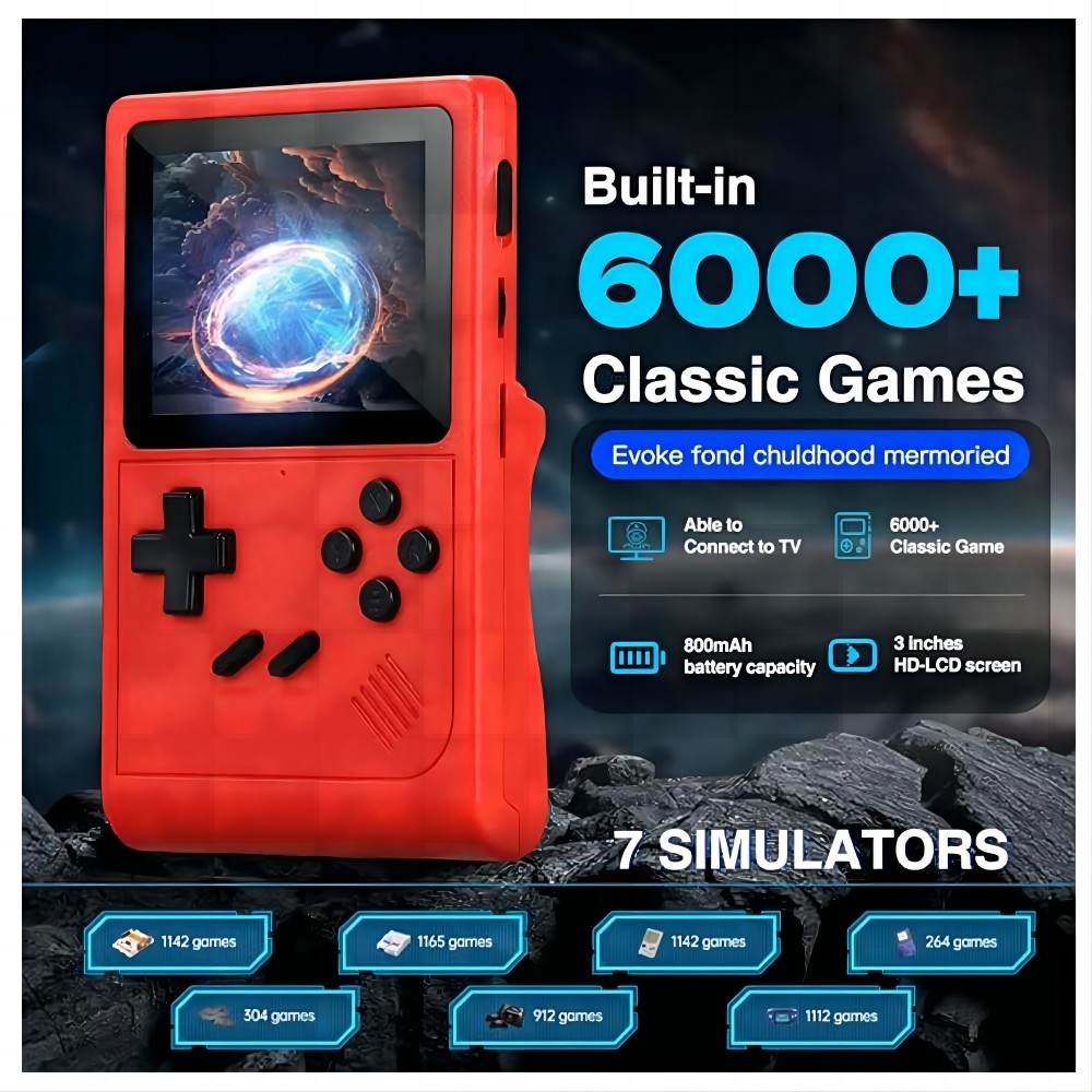 GB300 Draagbare Handheld Game Player 3.0 inch Scherm TV Video Game Console AV-uitgang Retro Game Console Ingebouwde 8G 6000+ Games