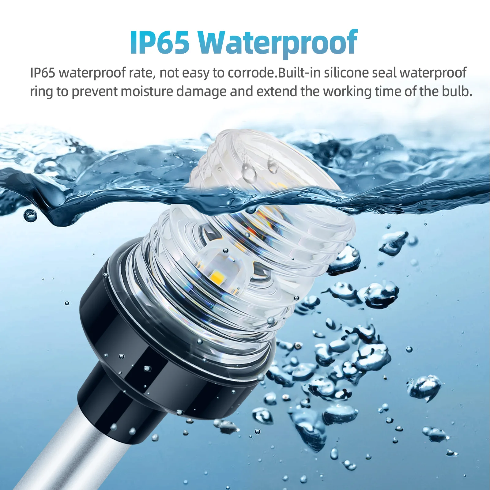 Dobrável para baixo led barco luz de navegação 360 graus 6/12/22 polegada vela sinal luz âncora para iate barco marinho 12v 24v