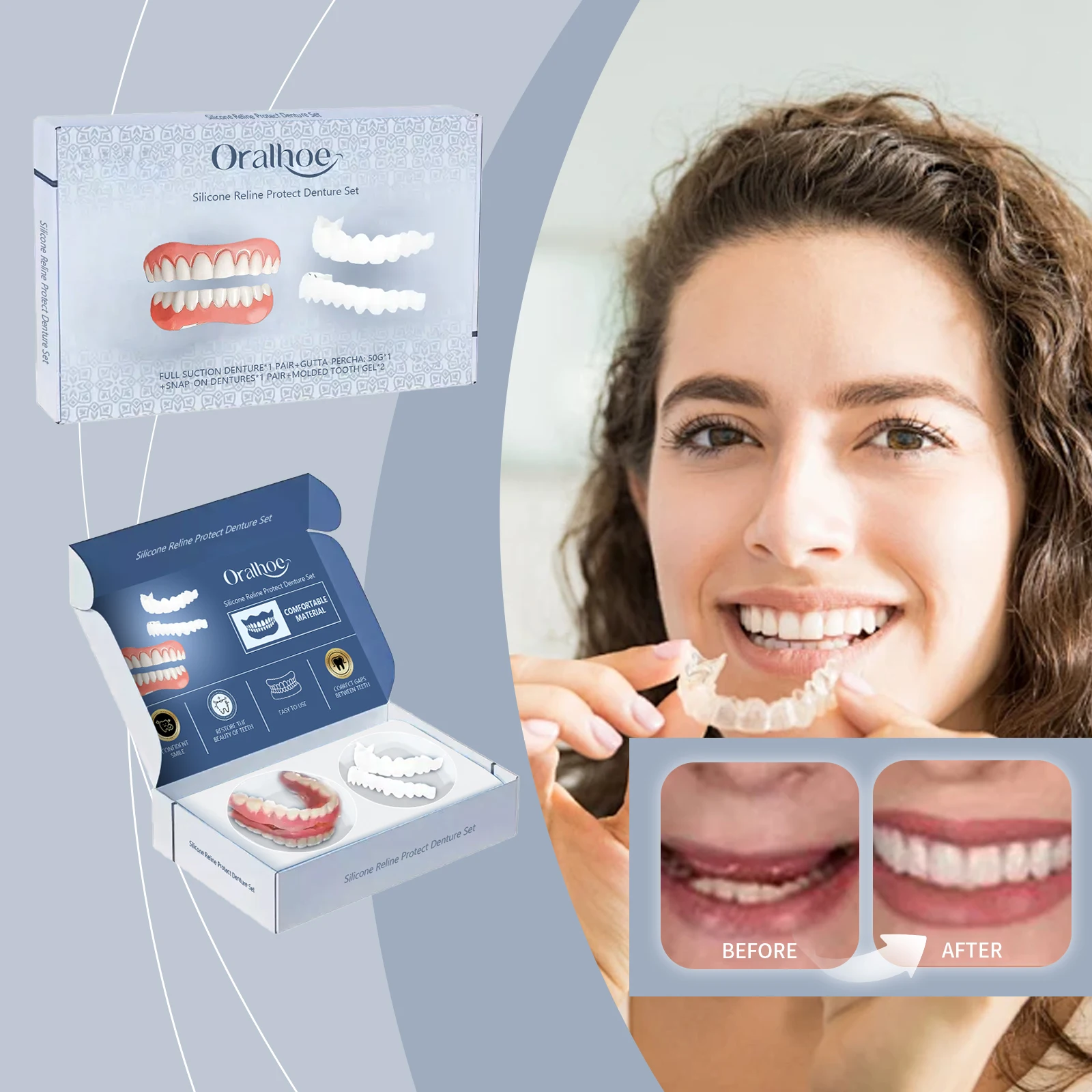 3D Adjustable False Teeth Kit - Hypoallergenic Cosmetic Dentures for Instant Smile Correction & Daily Comfort