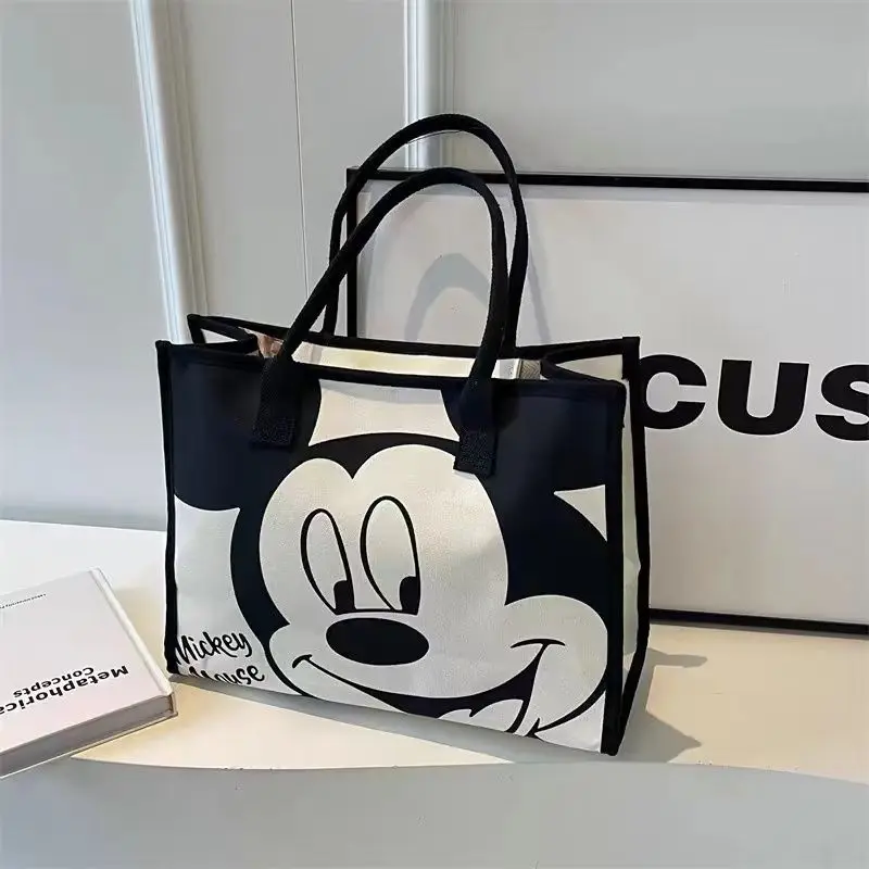 Nuevo bolso de lona de gran capacidad para mujer, informal, versátil, con dibujos animados de Mickey de Disney, bolso de trabajo a la moda para ir al trabajo