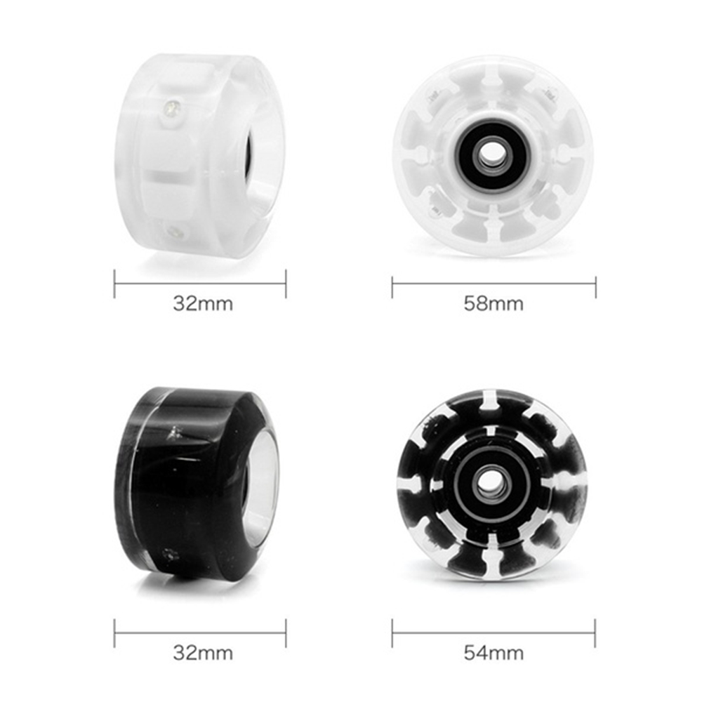 1PC Double Row Roller Skates Luminous Wheels Roller Skates Flashing Wheels Four-wheel Roller Skates Accessories PU Roller Wheel
