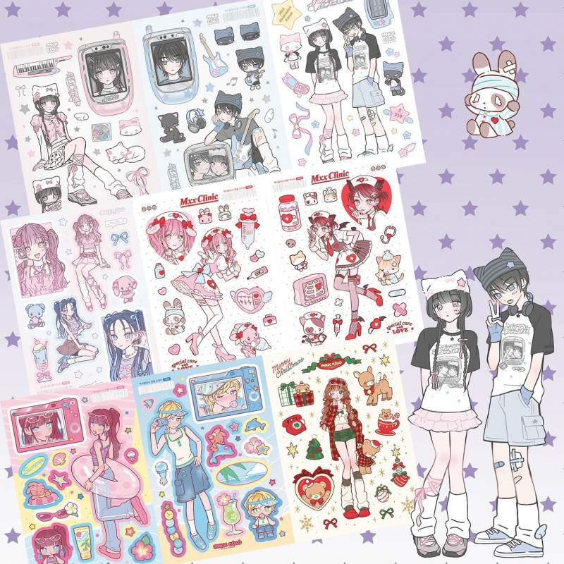 Coreia mx bonito sexy dos desenhos animados menina personagem adesivos mão conta diário caderno planejador scrapbook diy adesivos decorativos