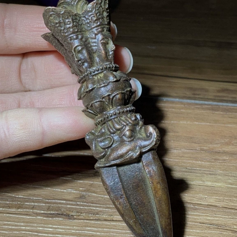 Tibetan Area Return Old Copper Solid Vajra Pestle Antique Handheld Small Ornament Collectible