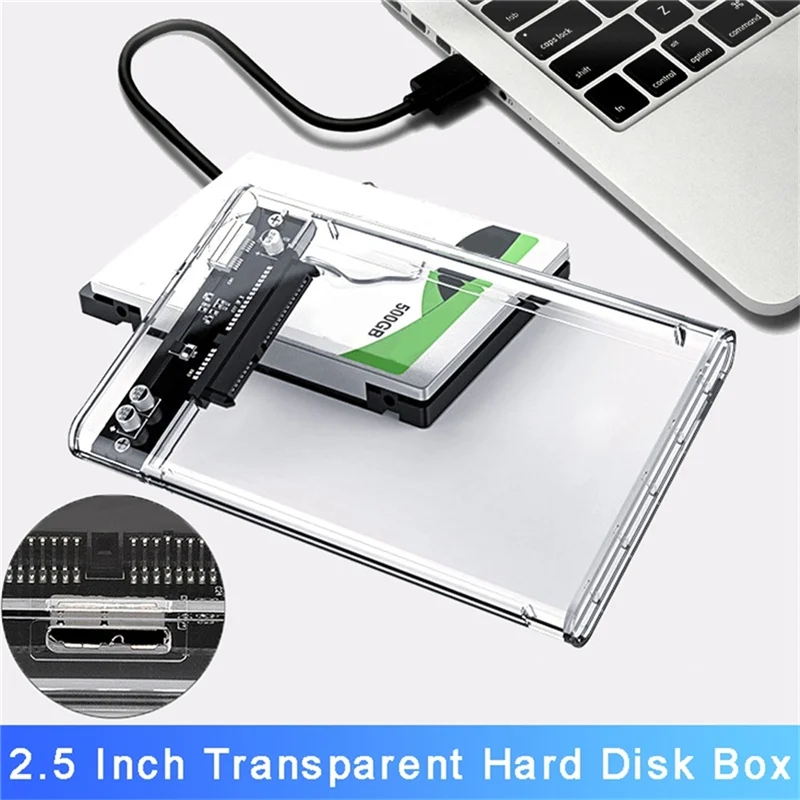 BABQ Transparent Gray HDD Case for Hard Box 2.5 Inch HDD Enclosure SATA to USB 3.0 Type-C 3.1 External Hard Drive Case