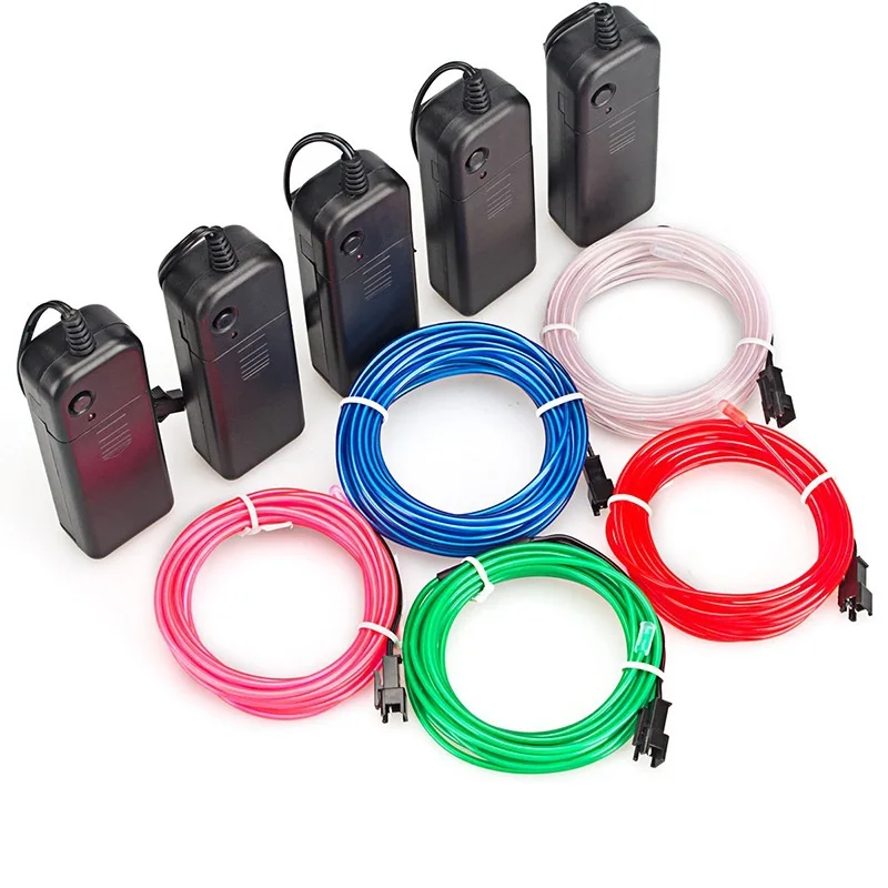 1 M 3 M 5 M GLOW EL ลวดนีออนสําหรับคริสต์มาส Dance PARTY เครื่องแต่งกาย DIY Multicolor Illuminated Light AA แบตเตอรี่โคมไฟ LED Strip
