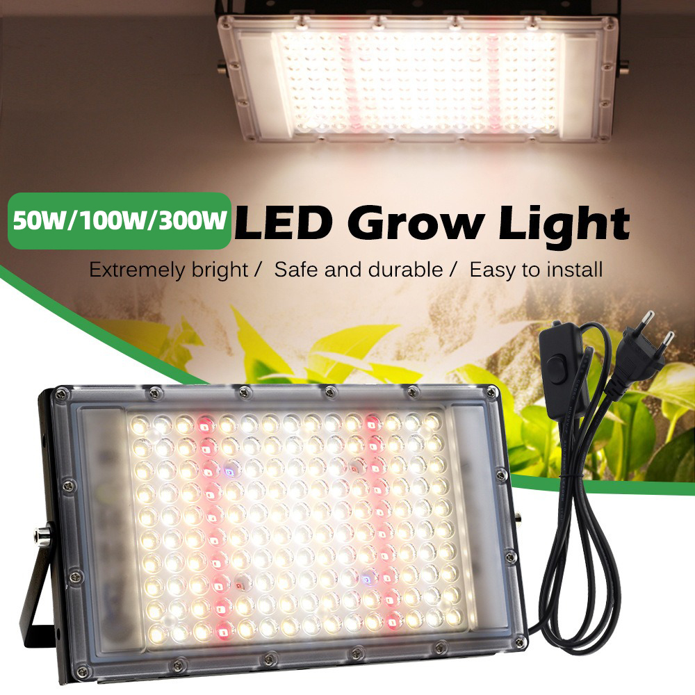 Espectro completo 380-840nm luz de crescimento solar led ip65 50w 100w 300 planta cresce luz com plugue da ue para estufa interna