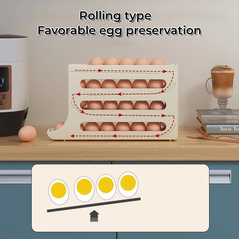 Refrigerator Egg Storage Box Kitchen Egg Box Storage Egg Box Large Capacity Dedicated Egg Carton Egg Rolling Egg Storage Box
