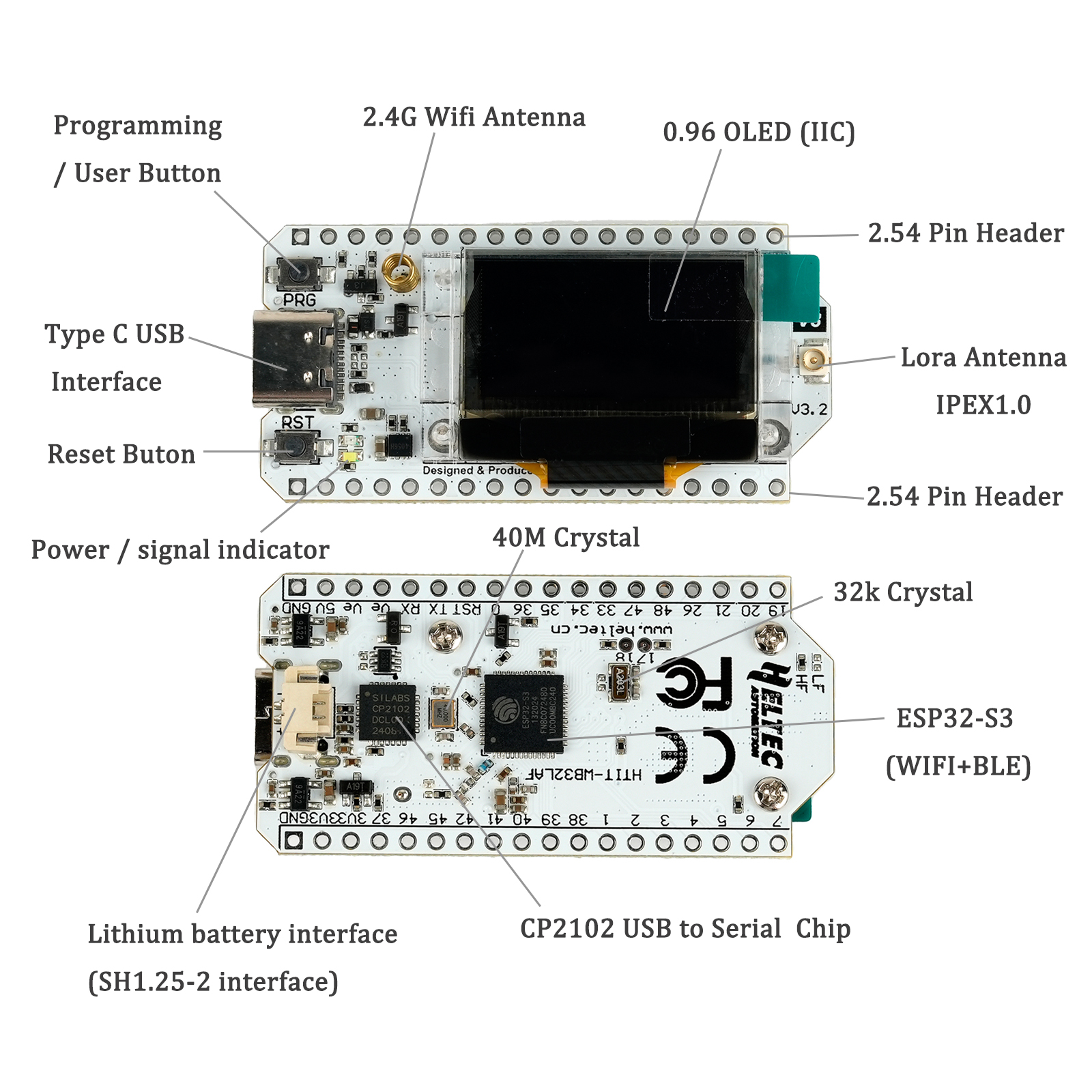 2 SZT. Heltec LoRa32 V3 868MHz 915MHz Płytka Rozwojowa SX1262 0.96 Calowy Wyświetlacz OLED BT+WIFI Zestaw Lora dla Arduino IOT Meshtastic