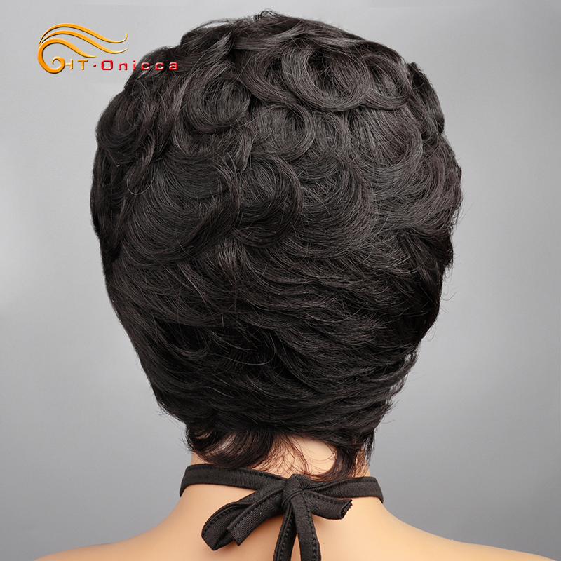 Pixie Cut Pruiken 100% Menselijk Haar Pruiken Kort Krullend Pixie Cut Pruiken Voor Zwarte Vrouwen Volledige Machine Gemaakt Pruik Pixie Krullend Zwart 1B Kleur