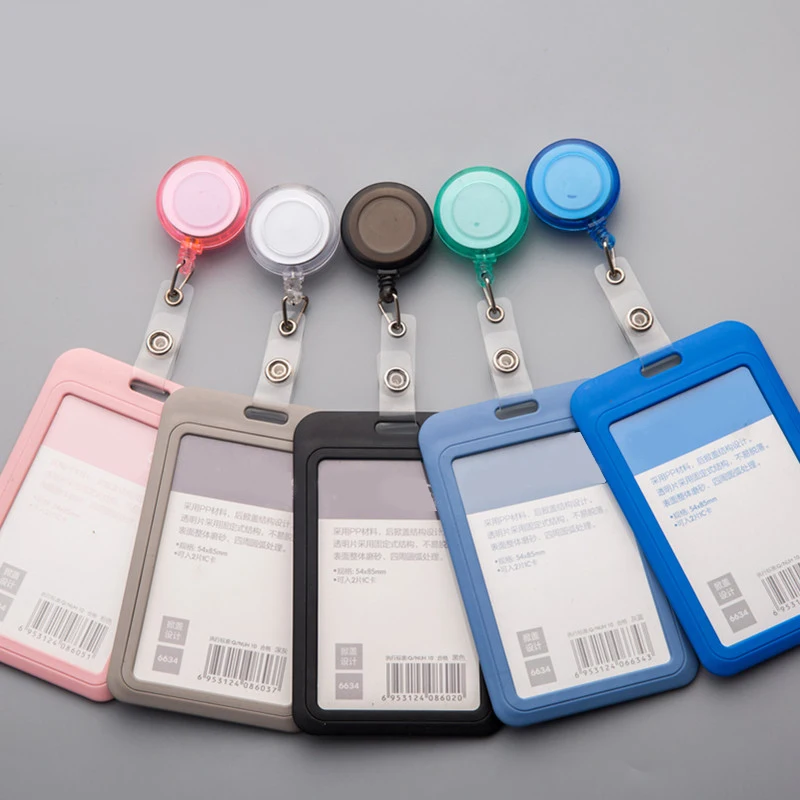 Plastic ID Tag Name Badge Holder Working Permit Case for Staff Employee's Work Card Sleeve Protector
