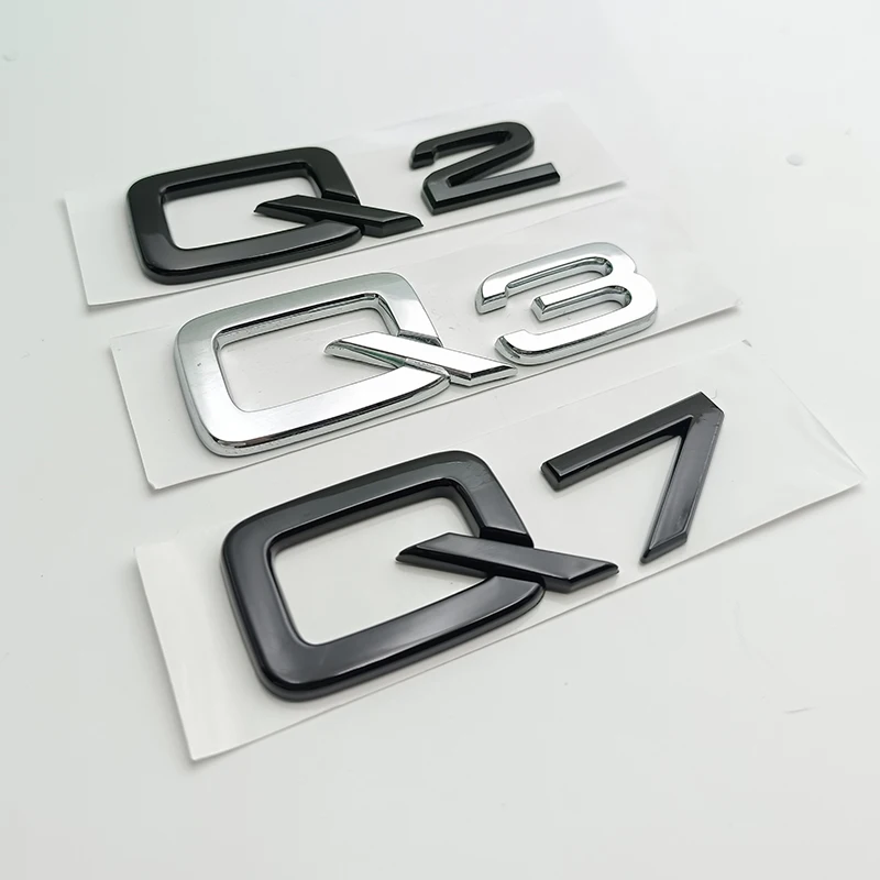 3d ABS กาว Chrome สีดํารถด้านหลังจํานวนตัวอักษรสติกเกอร์สําหรับ Q2 Q3 Q5 Q7 Q8 โลโก้ป้ายป้ายอุปกรณ์เสริม