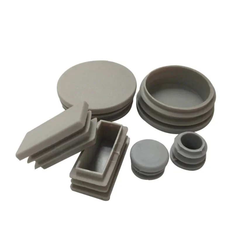 Rettangolo/rotondo in plastica grigia tappo terminale inserti per tubi tappo gamba in acciaio stopfen 2/4/8 pezzi tappi per piedi tavolo sedia