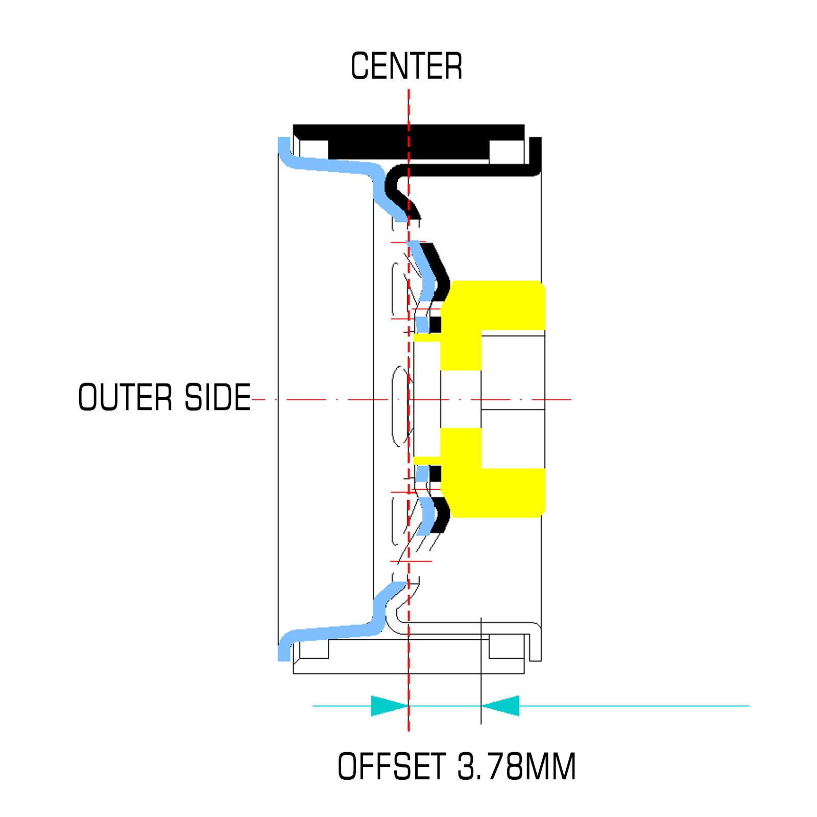 INJORA 1.0 Beadlock Bánh Sâu Âm Bù Đắp 3.78Mm Đóng Dấu Thép Trung Tâm Cho RC Xe Bánh Xích Xe Trục SCX24 TRX4M (W1004)