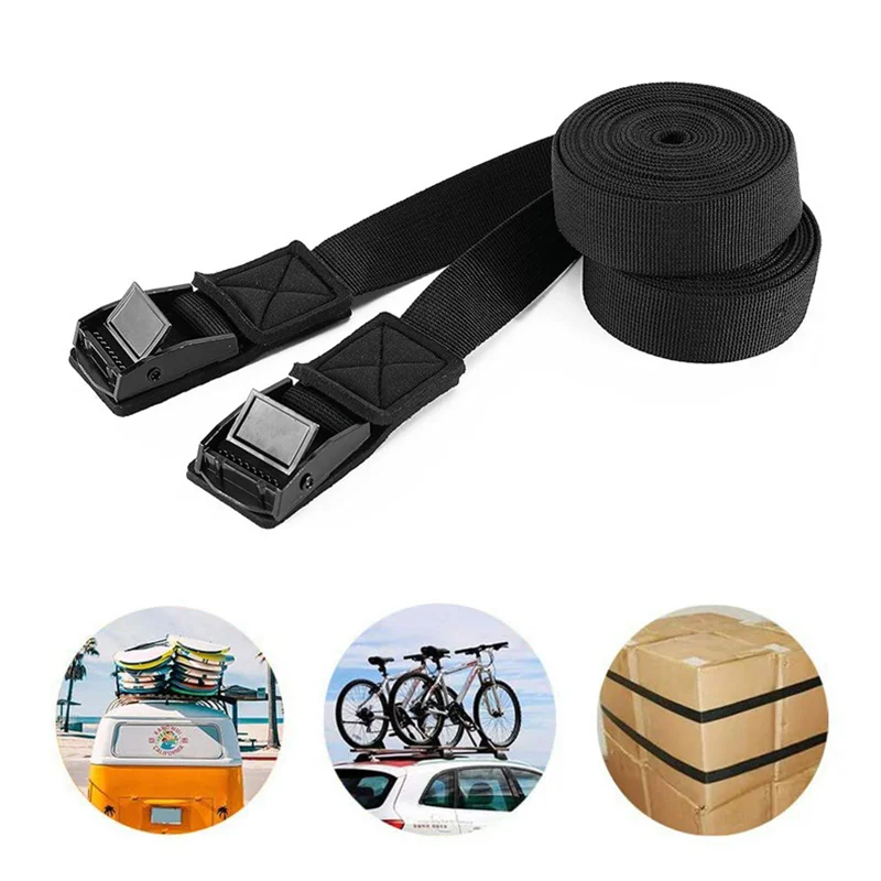 2 ชิ้น 250 กิโลกรัมแร็คหลังคารถ Kayak Cam Buckle Lashing สายคล้องกระเป๋าเดินทางโพลีเอสเตอร์ Quick Release Lashing พร้อมหัวเข็มขัด