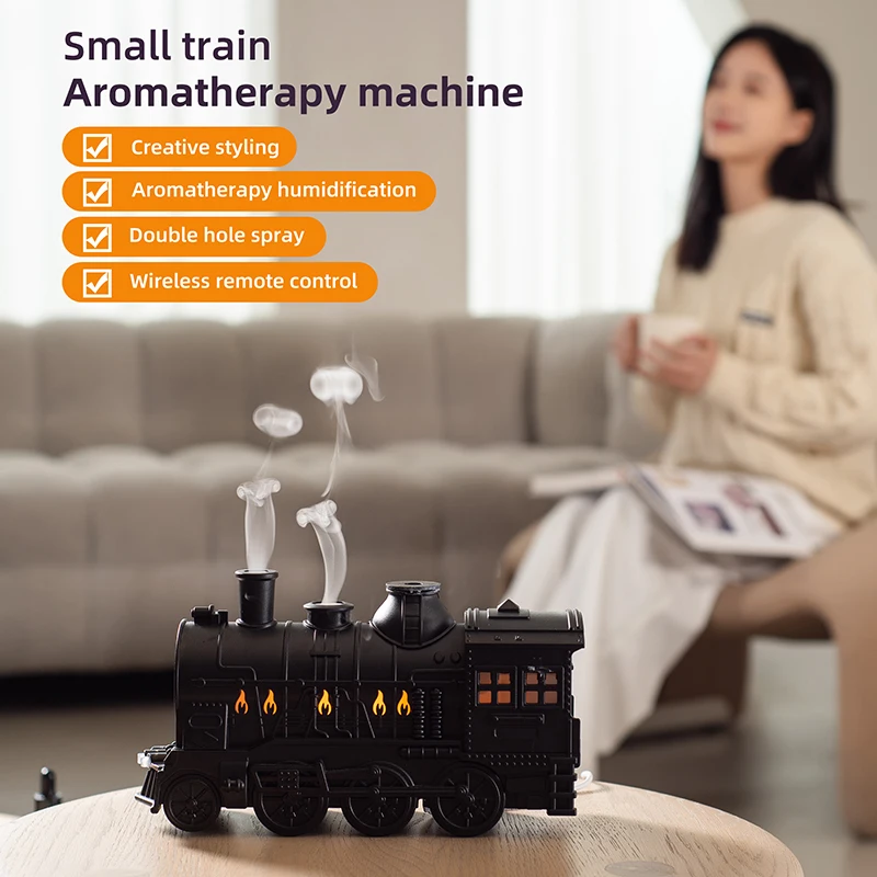 เรือรถไฟรูปร่าง Ultrasonic Air Humidifier แมงกะพรุนสเปรย์น้ํามันหอมระเหย Aroma Diffuser รีโมทคอนโทรลพร้อมแสงสีสันสดใส