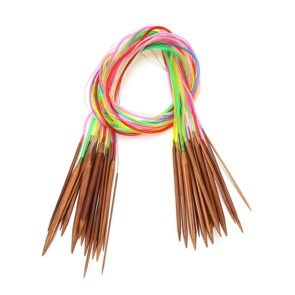 18 размеров/комплект, бамбуковые круговые спицы для вязания