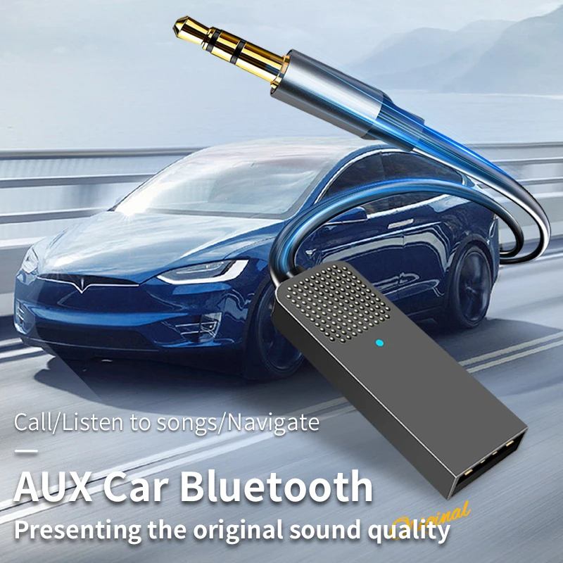 Nieuwe upgrades Bluetooth 5.5 autokit AUX audio-ontvanger USB naar 3,5 mm Hifi stereo muziek navigatie handsfree met microfoon draadloze adapter verzenden