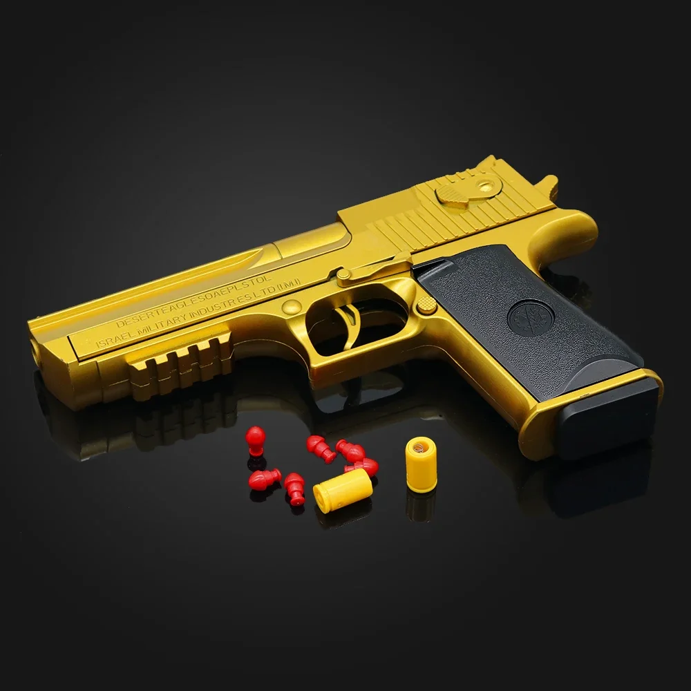 ต่อเนื่อง Shot Mechanical Auto Desert Eagle Airsoft ปืนของเล่น Ejecting Shells กระสุนนุ่มเด็กกลางแจ้งเป้าหมายเกม