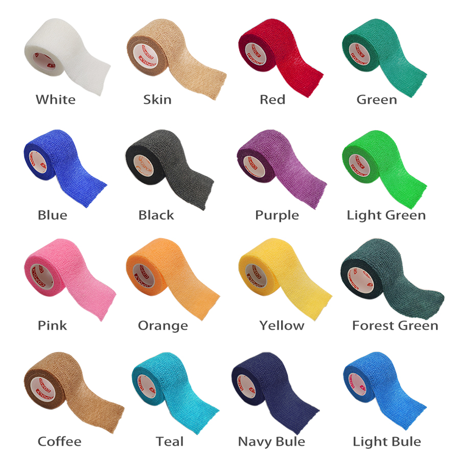 Vendaje elástico autoadhesivo, Kit de tatuaje deportivo, cinta cohesiva, elastoplast para lesiones, dedo, muñeca, tobillo, 2,5/5/10cm, 1 rollo