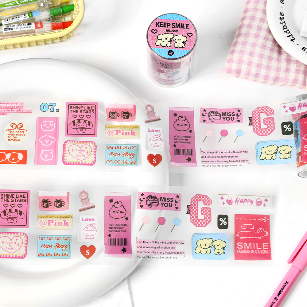 60 ミリメートル * 2 メートルかわいい漫画ラベルジャーナルガジェット素材 PET テープクリエイティブ DIY コラージュスクラップブッキングマスキングテープ学校文具