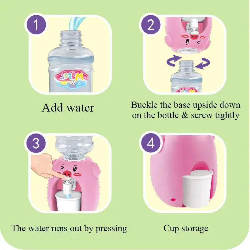 Mini distributore d'acqua doppio per bambini, simpatico acqua, succo, latte, fontana, simulazione, giocattoli da cucina per ragazzi e ragazze, regalo
