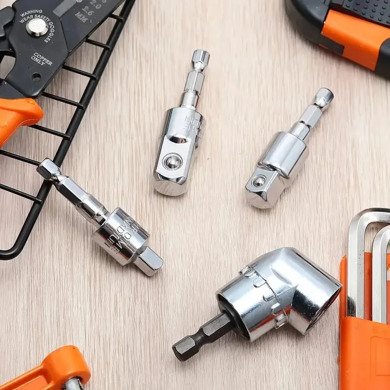 Portabrocas angular, accesorio de 105 grados, adaptador de enchufe hexagonal, juego de extensión, herramienta eléctrica, destornillador giratorio, tuerca de soporte