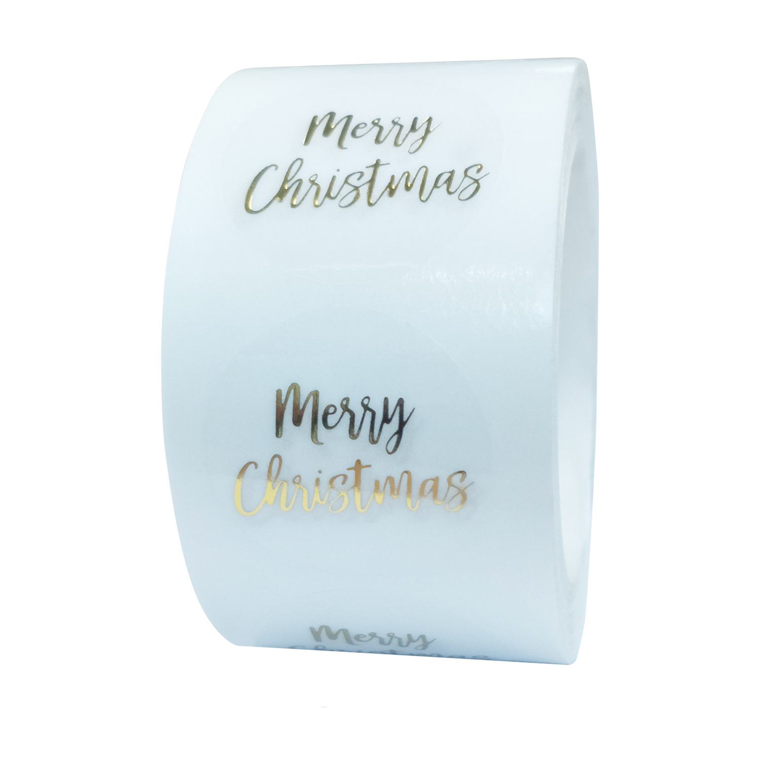 100-500 個ラウンドクリアメリークリスマスステッカーサンキューカードボックスパッケージラベルシールステッカー結婚式の装飾文具