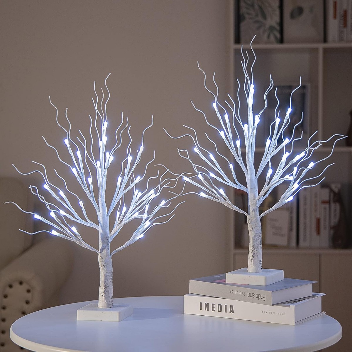 1 Stück 36LED weiße Birke Baum künstliche Zweig Tischleuchte mit einstellbarer Stromversorgung über 3AA oder USB für Zuhause Schlafzimmer Festival Dekor