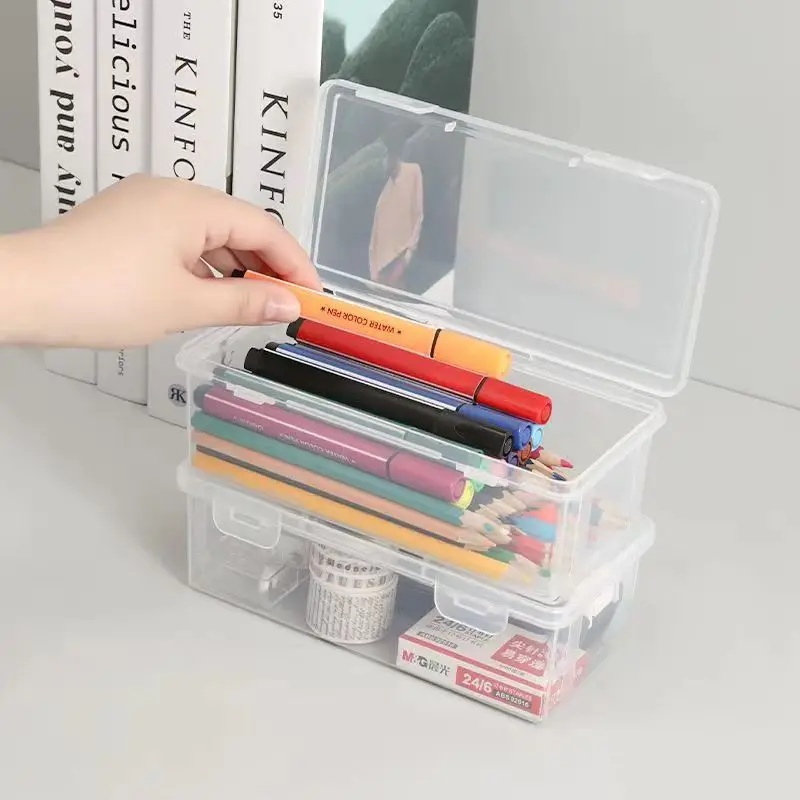 Estuche de papelería transparente de gran capacidad, almacenamiento de lápices, almacenamiento de lápices de colores, pintura de crayón para niños, bolsa de lápices para bocetos