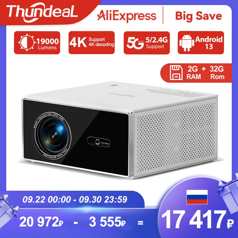 ThundeaL Native 1080P Projector TDA7W Android WiFi 2+32G 4K Proyector TDA7 3D Smart Home Theater Video Portable Beam Stock in FR