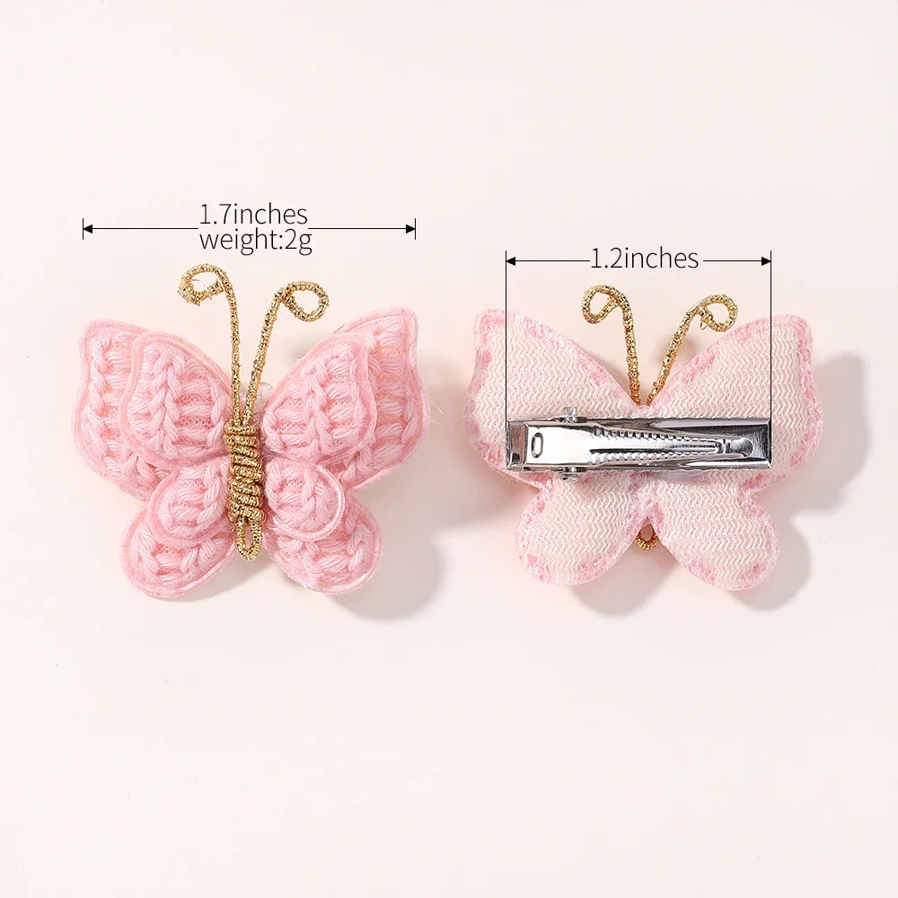 4 ชิ้น/เซ็ตผีเสื้อชุดคลิปผมสําหรับสาว Double Layered Bow น่ารัก Bangs ผมผ้าฝ้ายปลอดภัยเด็กทารกอุปกรณ์เสริมผมชุด