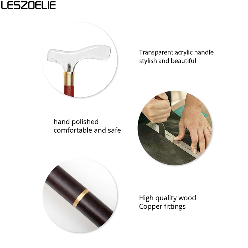 Luxury แอฟริกัน Rosewood เดิน Stick ผู้ชายโปร่งใสอะคริลิคสำหรับผู้หญิง Vintage ไม้จันทน์ไม้เดิน Stick