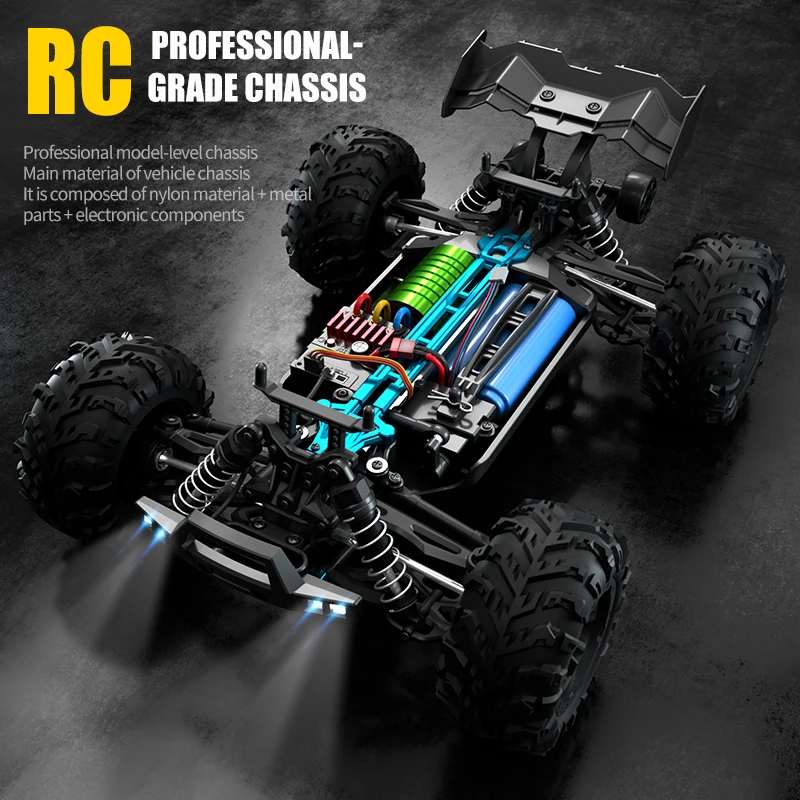 1:16 70 กม./ชม.หรือ 50 กม./ชม. 4WD RC รถ LED รีโมทคอนโทรลรถยนต์ความเร็วสูง Drift Monster 4x4 รถบรรทุกสําหรับเด็ก vs Wltoys 144001   ของเล่น