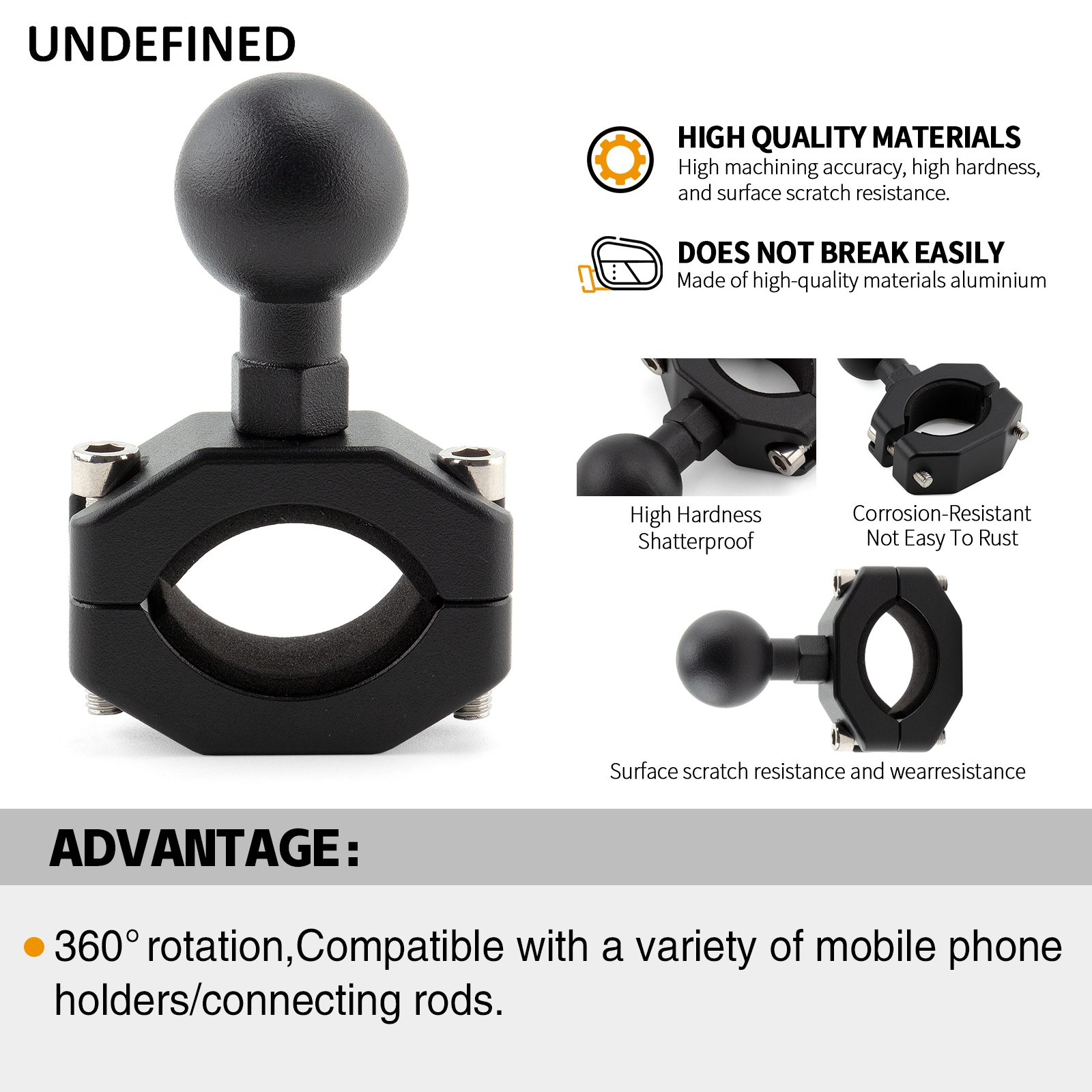 Adaptador de montaje de cabeza de bola de 1 pulgada y 25mm, Clip para manillar de bicicleta y motocicleta, soporte para espejo retrovisor para GoPro 10 9 8, soportes para cámara