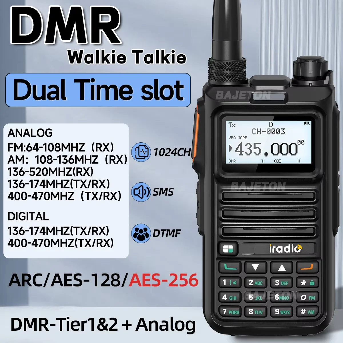 Iradio DM-UV4R DMR Walkie Talkie modo Dual ranura de tiempo Dual AES-256 cifrado Digital analógico SMS NOAA para RT-4D Ham Radio